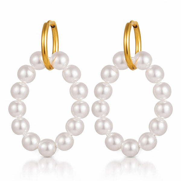 Pearl  Hoop Earrings