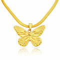 Gold Herringbone Large Butterfly Pendant Necklace