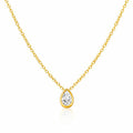 Gold Solitaire Teardrop Pendant Necklace