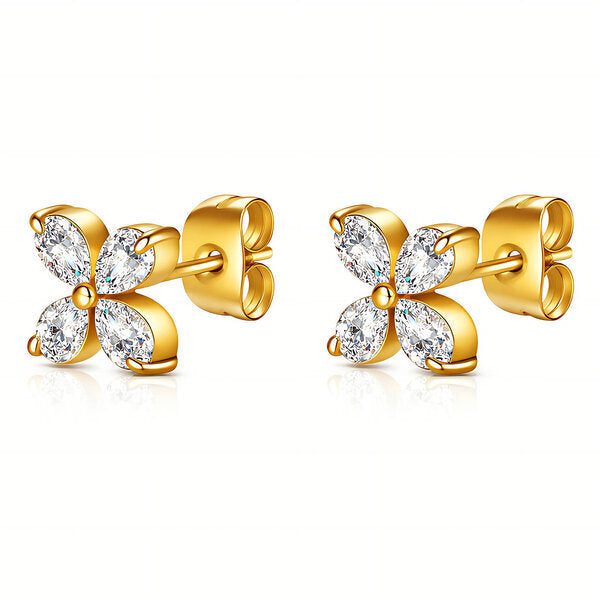 Crystal Flower Stud Earrings