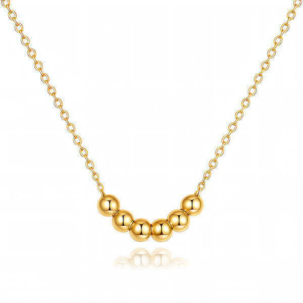 Gold  Bead Station Necklace