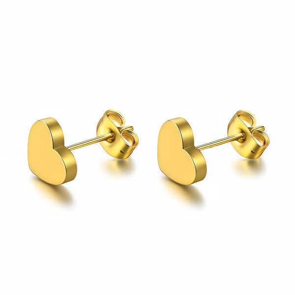 Gold Heart Stud Earrings