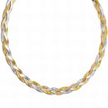 Tri-Color Braided Herringbone Chain Necklace