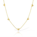 Gold Puffy Heart Station Necklace