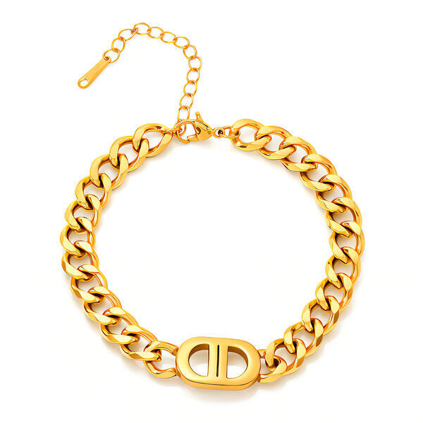 Gold Designer-Inspired Link Chain Bracelet  Length: 18+5cm