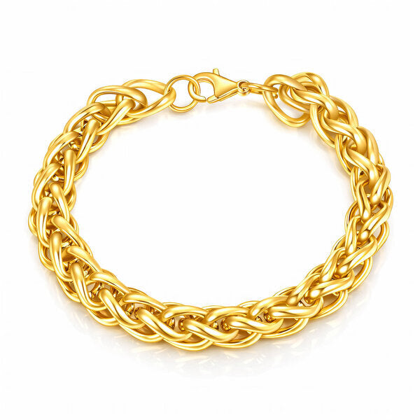 Gold Interlocking Chain Bracelet  (Length 20cm