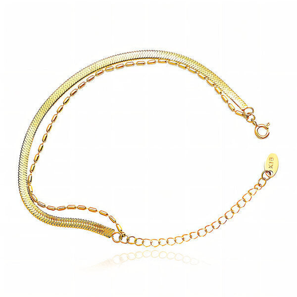 Double-Layer Herringbone Chain Anklet