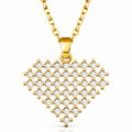 Gold Crystal Lattice Heart Pendant Necklace