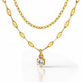 Gold Multi-Strand Solitaire Pendant Necklace