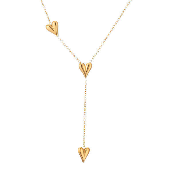 Gold Multi-Heart Y-Drop Necklace