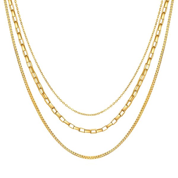 Gold Multi-Strand Layered Chain Necklace