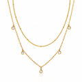Gold Multi-Strand Bezel Crystal Drop Necklace