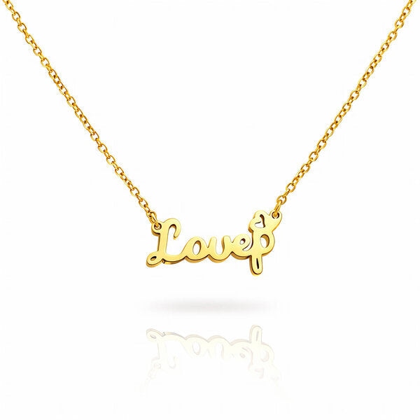 Gold "Love" Script Pendant Necklace