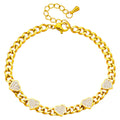 Gold Pavé Crystal Heart Curb Chain Bracelet   (Length 16.5+3CM)