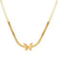 Gold Herringbone Butterfly Necklace