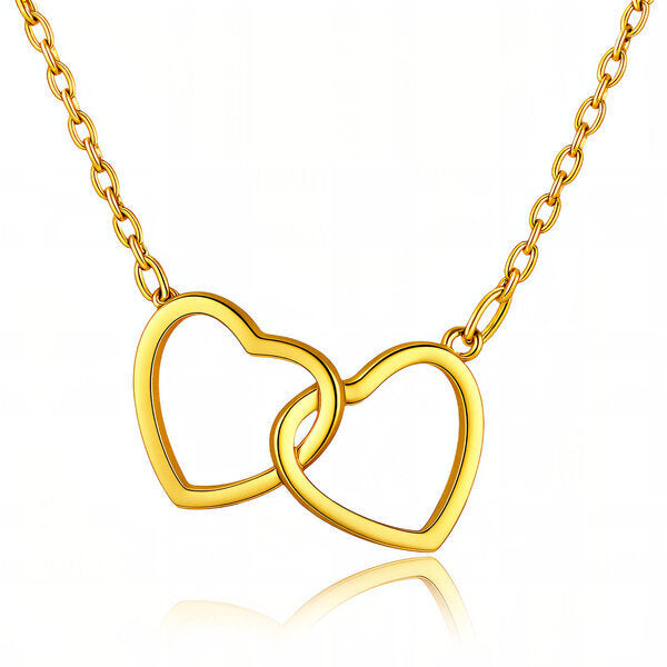 Gold Interlocking Open Hearts Necklace