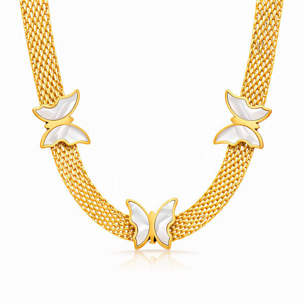 Gold Butterfly Mesh Necklace