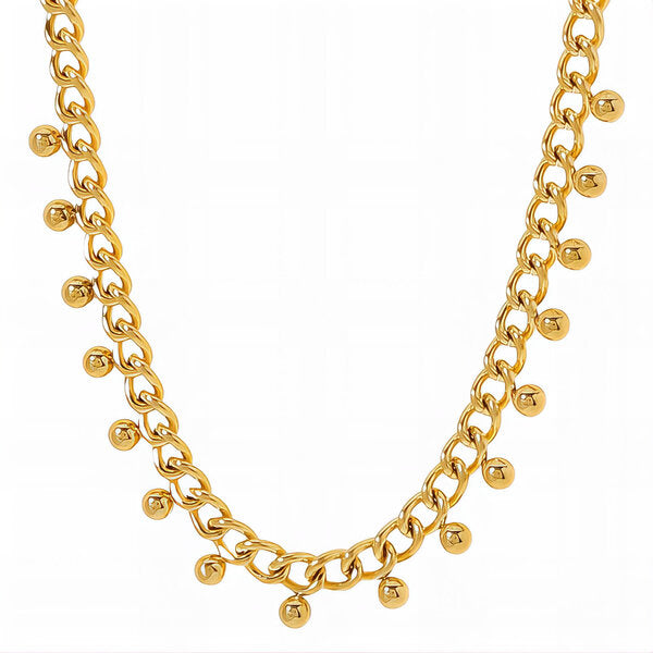 Gold Dangling Beaded Statement Necklace